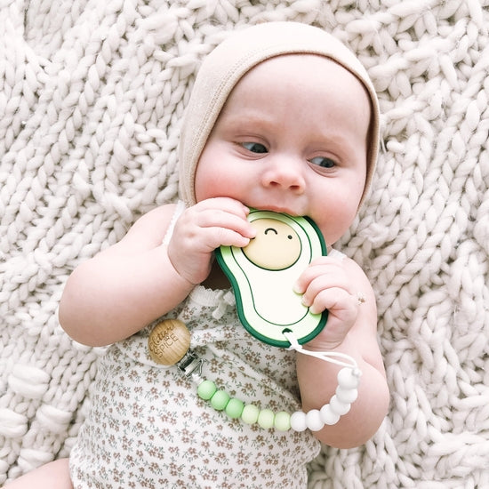 Whistle and Flute Avocado Teether - Pale Green - HoneyBug 