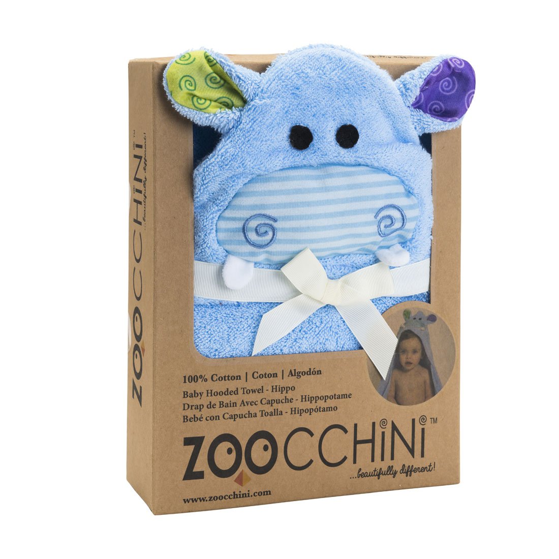 Baby Hooded Bath Towel - Hippo - HoneyBug 