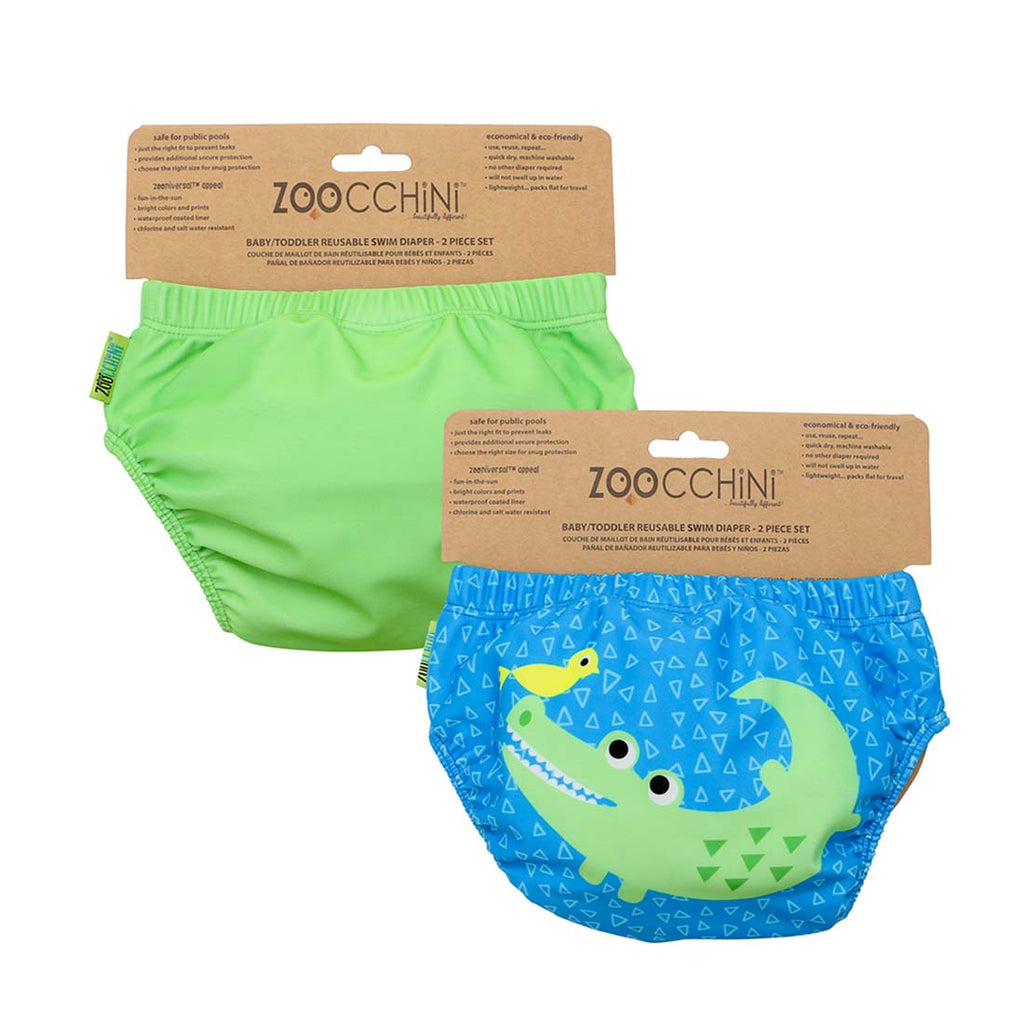 Baby & Toddler Knit Swim Diaper 2pc Set - Aidan the Alligator - HoneyBug 