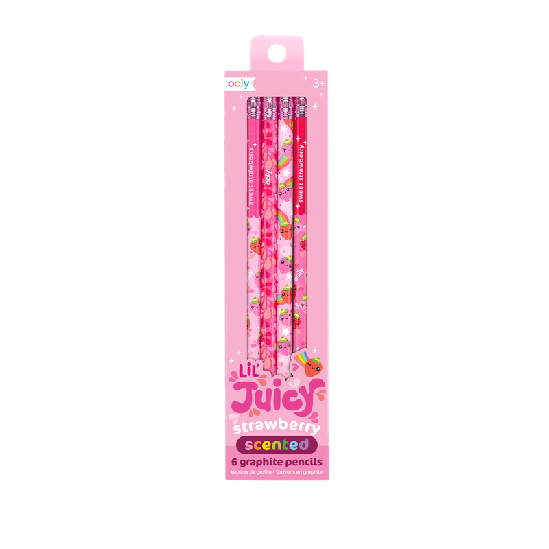 Lil Juicy Scented Graphite Pencils - Strawberry (set of 6) - HoneyBug 