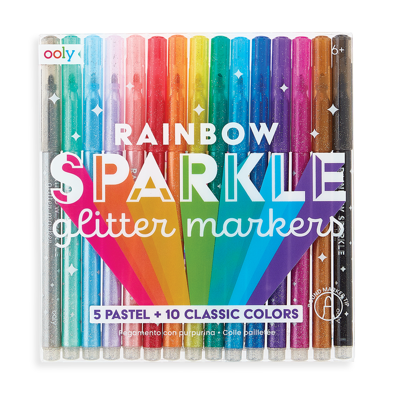 Rainbow Sparkle Glitter Markers (set of 15) - HoneyBug 