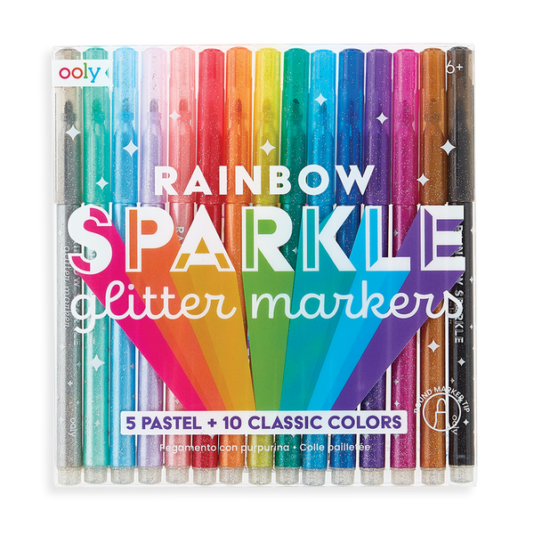 Rainbow Sparkle Glitter Markers (set of 15) - HoneyBug 
