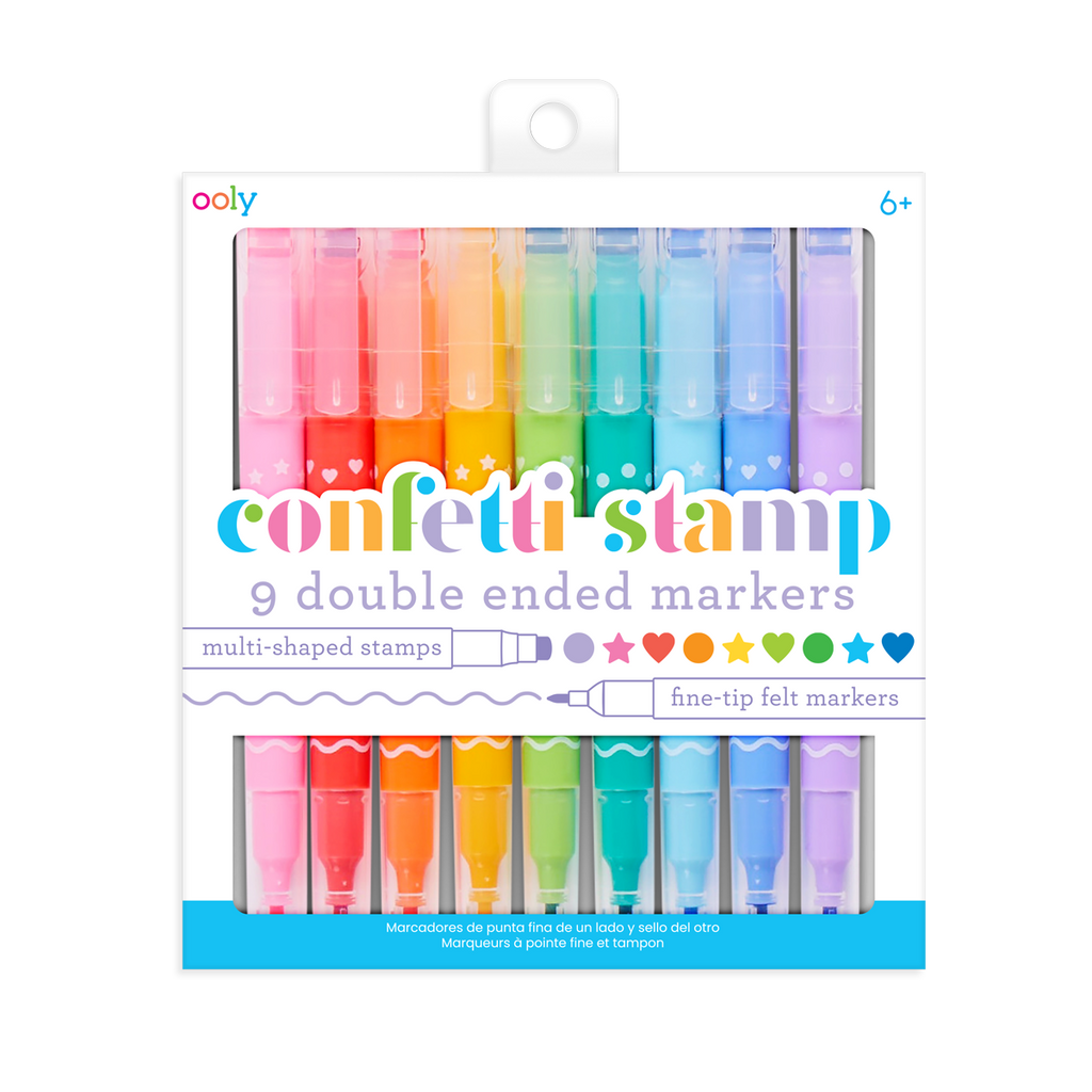 Confetti Stamp Double-Ended Markers - Set of 9 by OOLY - HoneyBug 