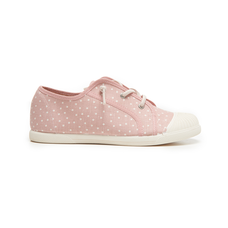 Canvas Elastic Sneaker in Pink Dots by childrenchic - HoneyBug 