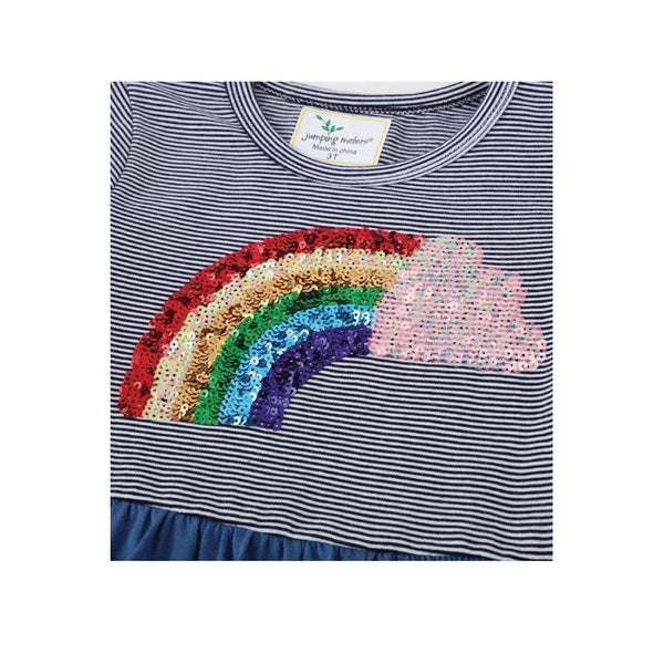 Toddler Dress- Navy Sequin Rainbow Star - HoneyBug 
