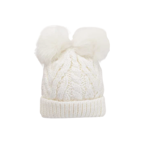 Winter White Fluffer Beanie Hat - HoneyBug 