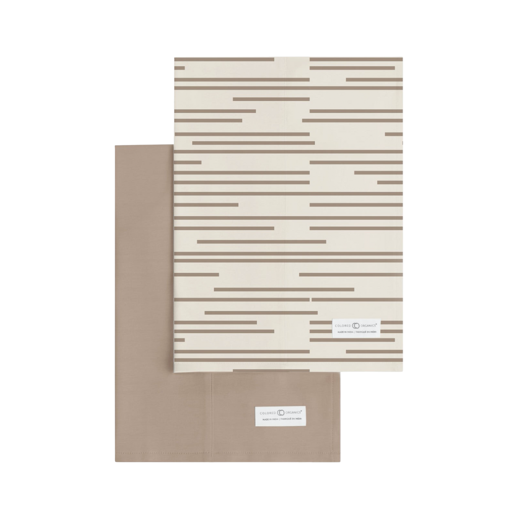 Burp Cloth (2-pack) - Log Stripe + Truffle - HoneyBug 