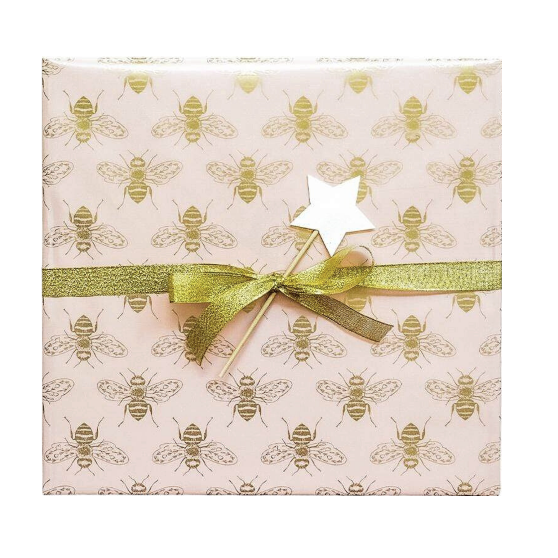 Peach & Gold Bee Wrapping Paper - HoneyBug 