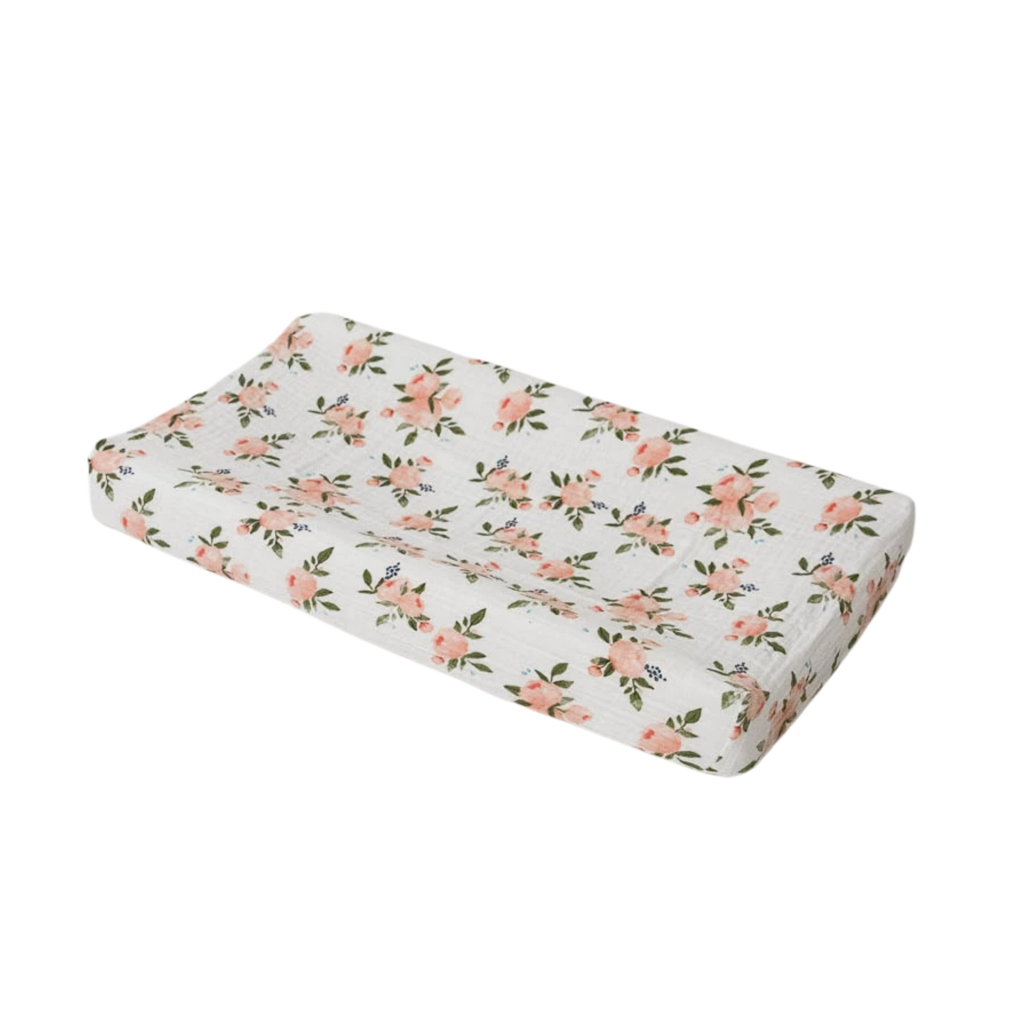 Cotton Muslin Changing Pad Cover - Watercolor Roses - HoneyBug 