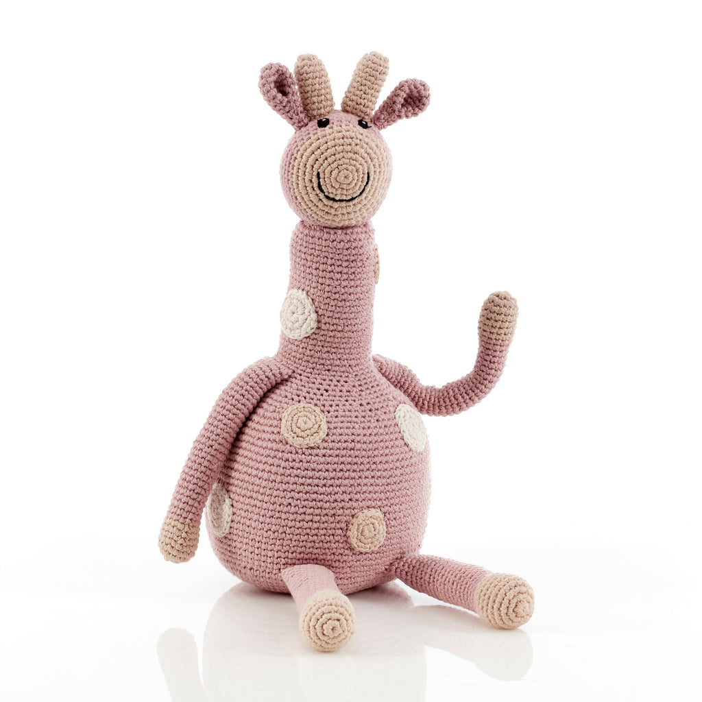 Giraffe Knit Toy - Dusky Pink - HoneyBug 