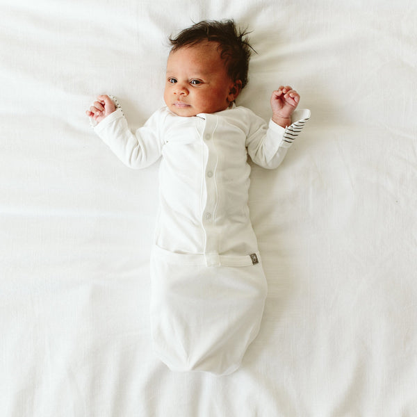 Baby Gown - Stripe Gray - HoneyBug 