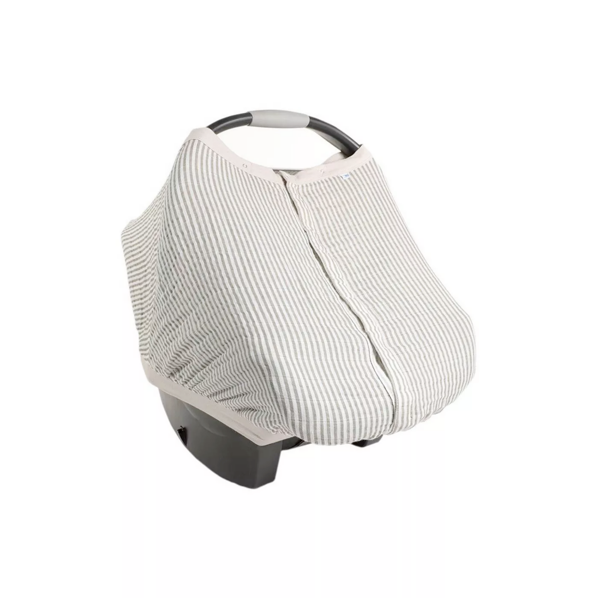 Cotton Muslin Car Seat Canopy - Grey Stripe - HoneyBug 