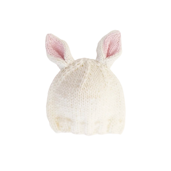 Bunny Ears Beanie Hat - White/Blush - HoneyBug 