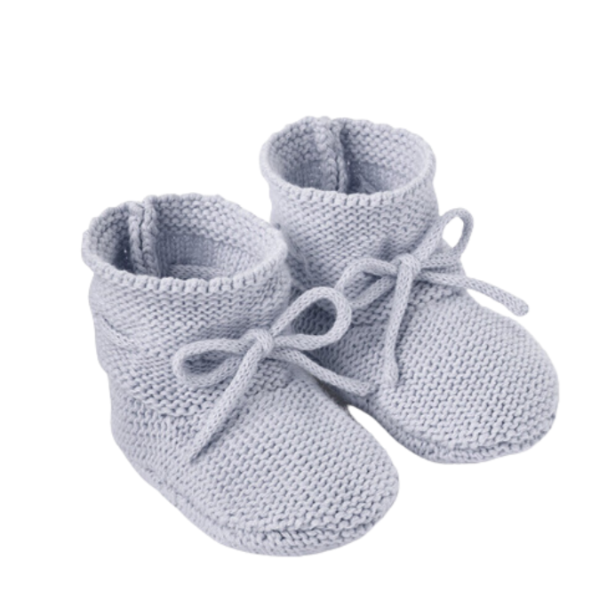 Knit Baby Booties - Pale Blue - HoneyBug 