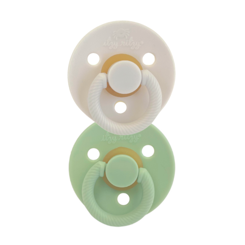 Itzy Soother™ Natural Rubber Pacifier Set - Mint/White - HoneyBug 
