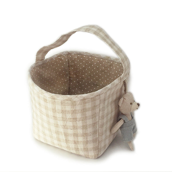 Tan Fabric Basket / Storage Caddy - HoneyBug 