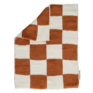 Rust Checkered Plush Blanket - HoneyBug 