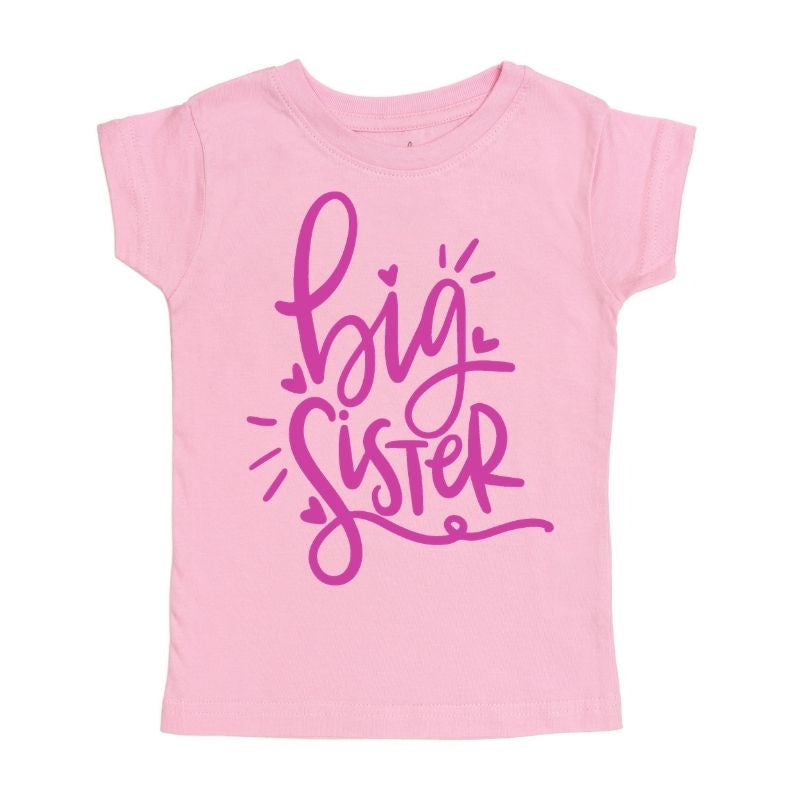Big Sister Doodle Short Sleeve Shirt - Pink - HoneyBug 