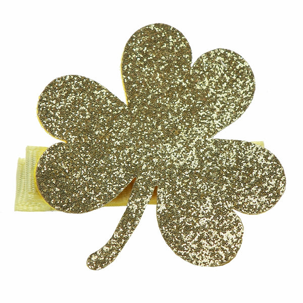 Gold Glitter Shamrock Clip - HoneyBug 