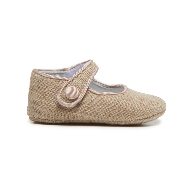 My-First Linen Mary Janes in Nude by childrenchic - HoneyBug 