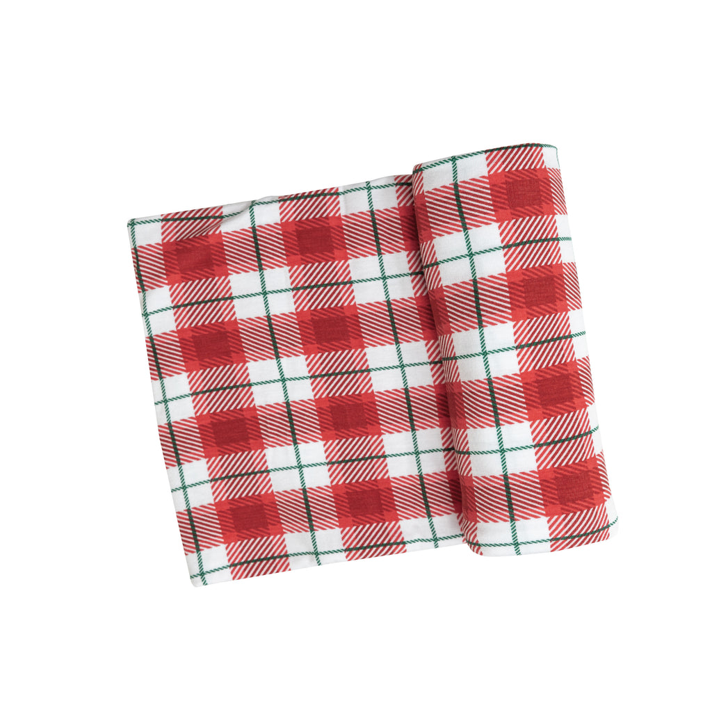 Swaddle Blanket - Holiday Red Plaid - HoneyBug 