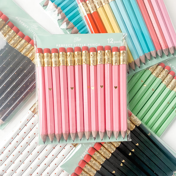 Mini Gold Heart - Pink Mini Pencils - HoneyBug 