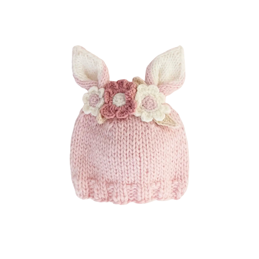 Flower Bunny Beanie Hat - Blush/Pink - HoneyBug 