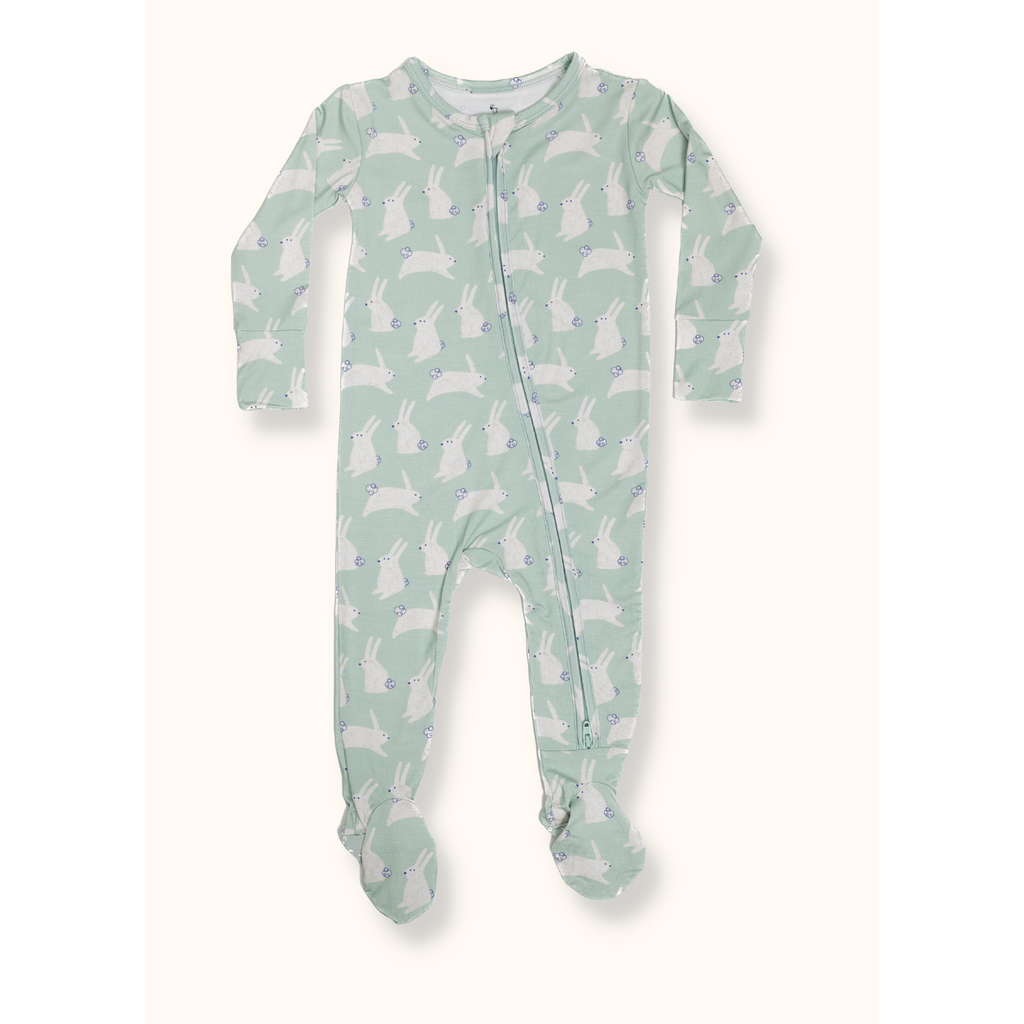 Mint Bunny Footie Pajama by Loocsy - HoneyBug 