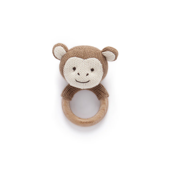 Knitted Monkey Rattle - HoneyBug 