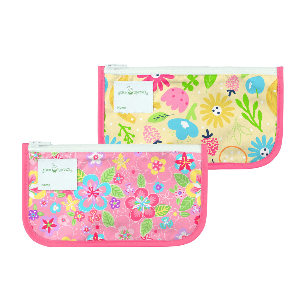 Reusable Snack Bags (2pk) - Pink Flower Field - HoneyBug 