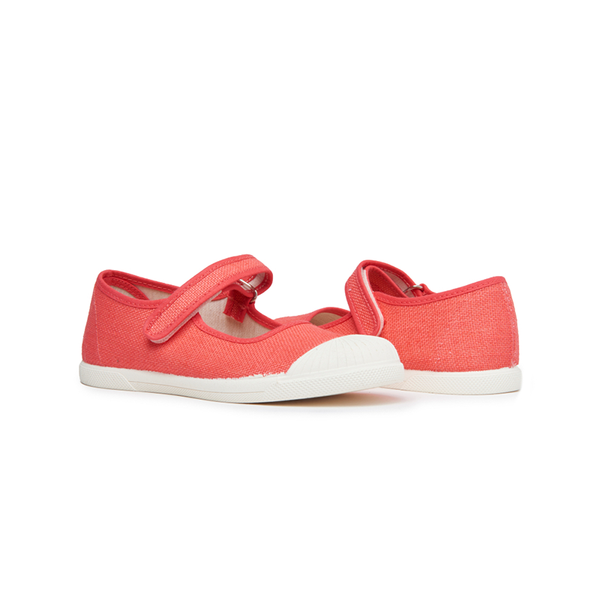 Canvas Mary Jane Captoe Sneakers in Coral by childrenchic - HoneyBug 