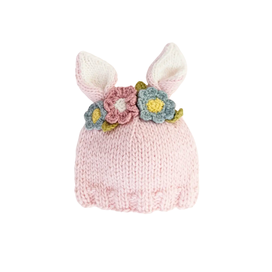 Flower Bunny Beanie Hat - Blush/Multi - HoneyBug 