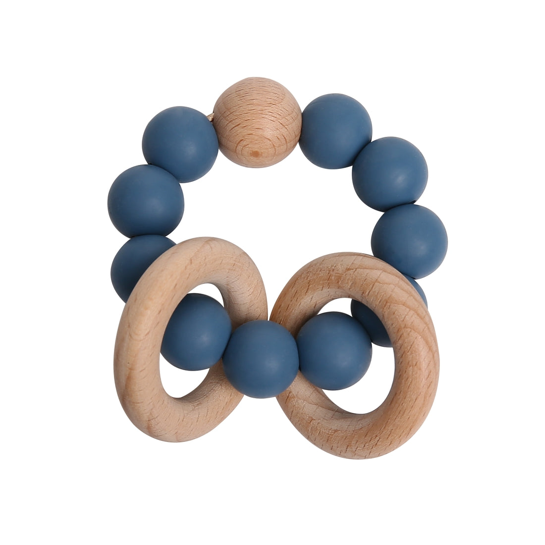 Wood & Silicone Teething Ring - Blue - HoneyBug 