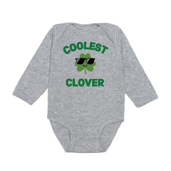 Coolest Clover Long Sleeve Gray Bodysuit - HoneyBug 