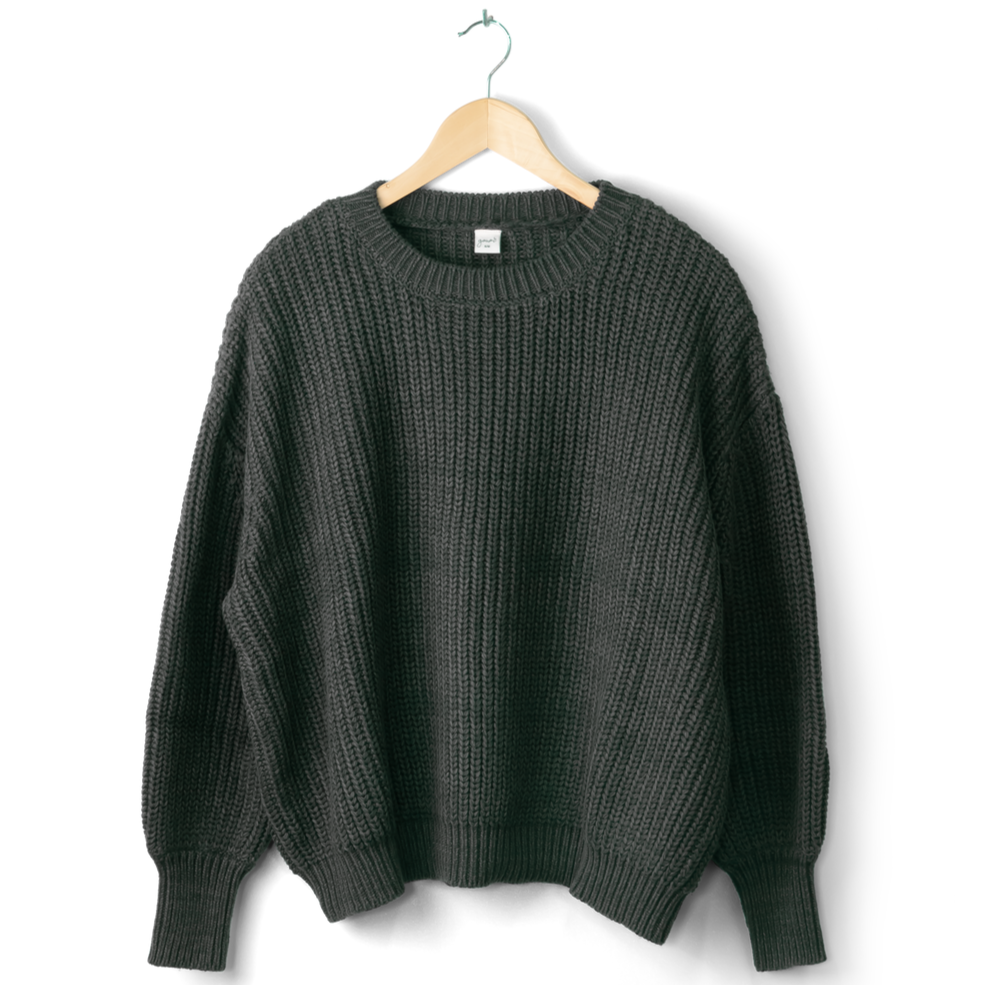Womens Organic Chunky Knit Sweater - Pine - HoneyBug 