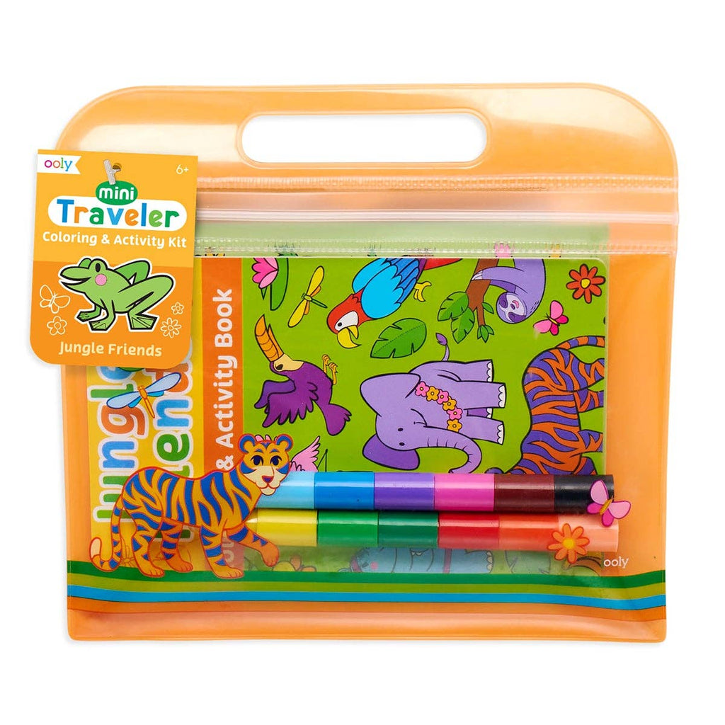 Mini Traveler Coloring & Activity Kit - Jungle Friends - HoneyBug 