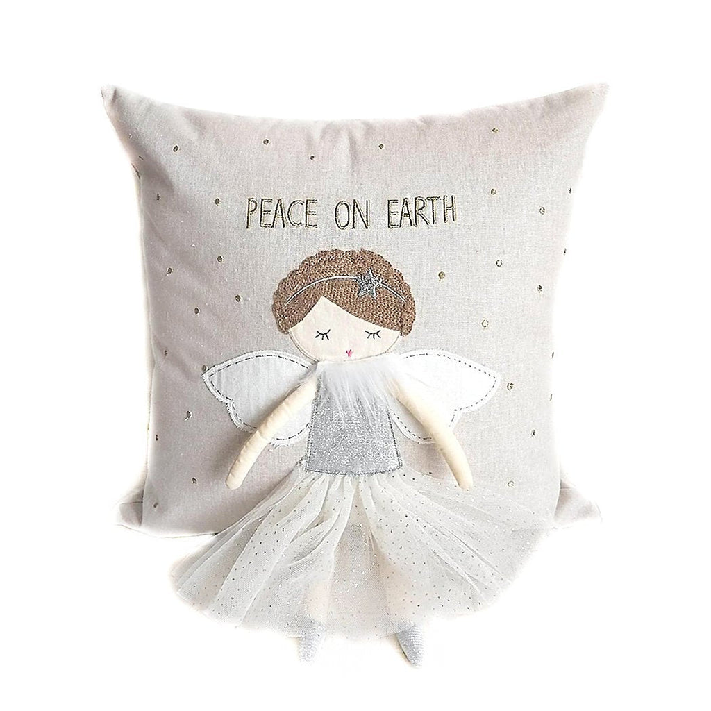 Whimsical Angel 'Peace On Earth' Decorative Pillow 16" X 16" - HoneyBug 