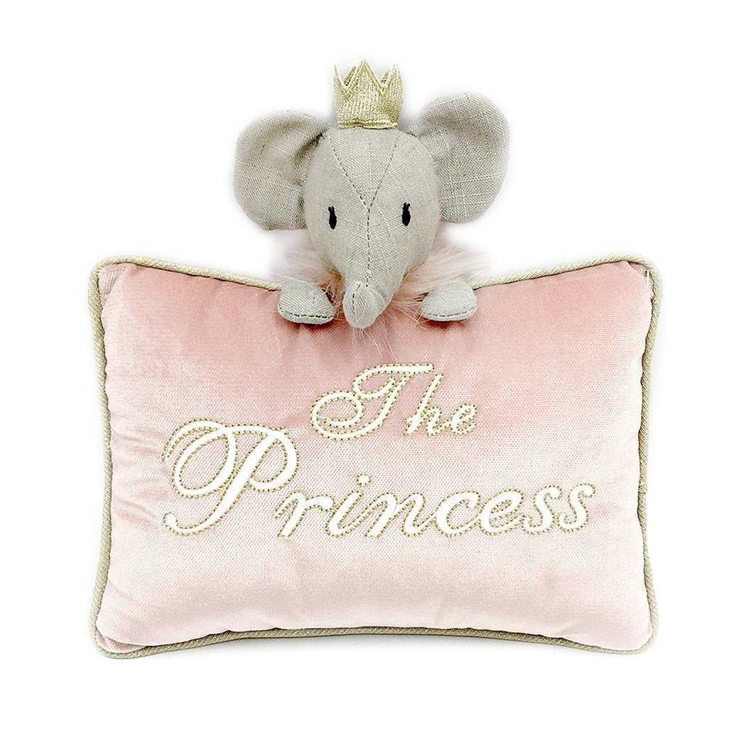The Princess' Pink Velvet Accent Pillow 'Etta The Elephant' - HoneyBug 