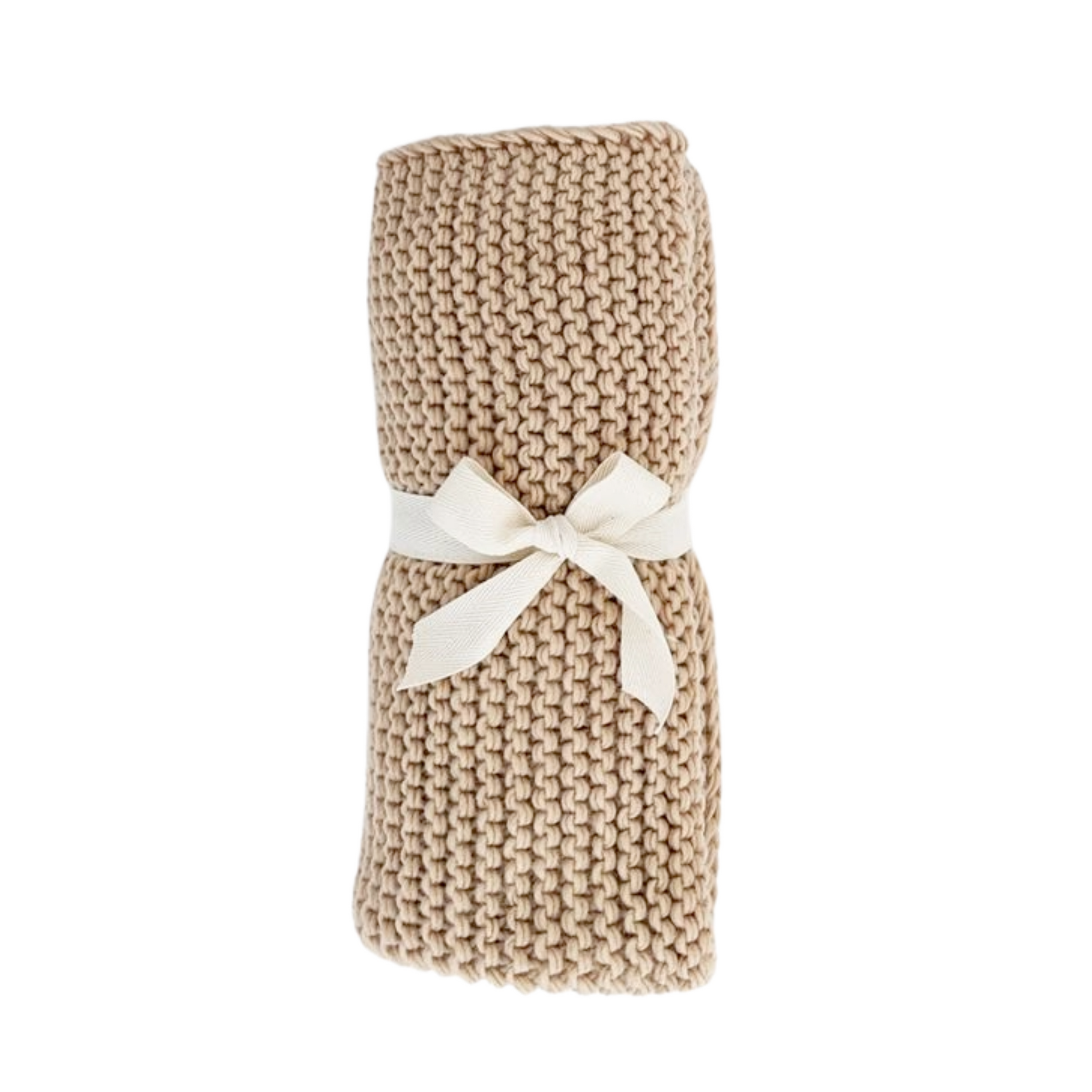 Latte Garter Stitch Knit Blanket - HoneyBug 