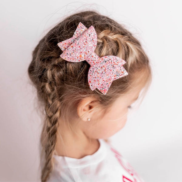 Pink Sprinkle Bow Clip - Kids Valentine's Day Hair Clip - HoneyBug 