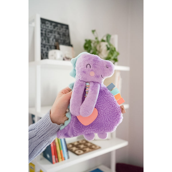 Itzy Lovey™ Purple Dino Plush with Silicone Teether Toy - HoneyBug 