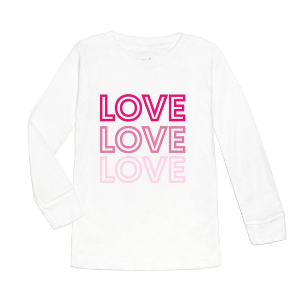 LOVE, LOVE, LOVE Long Sleeve Shirt - Kids Valentine's Day Tee - HoneyBug 