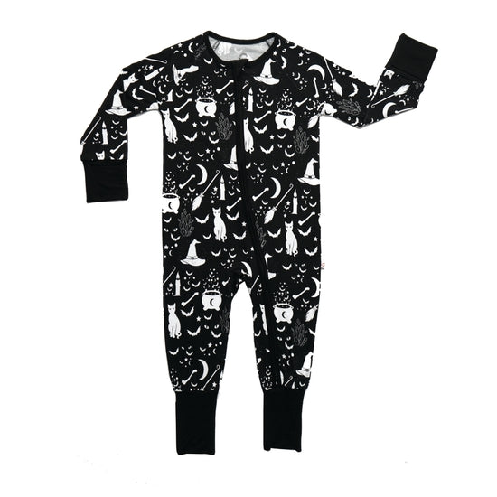 Hocus Pocus Halloween Bamboo Baby Convertible Footie Pajamas - HoneyBug 