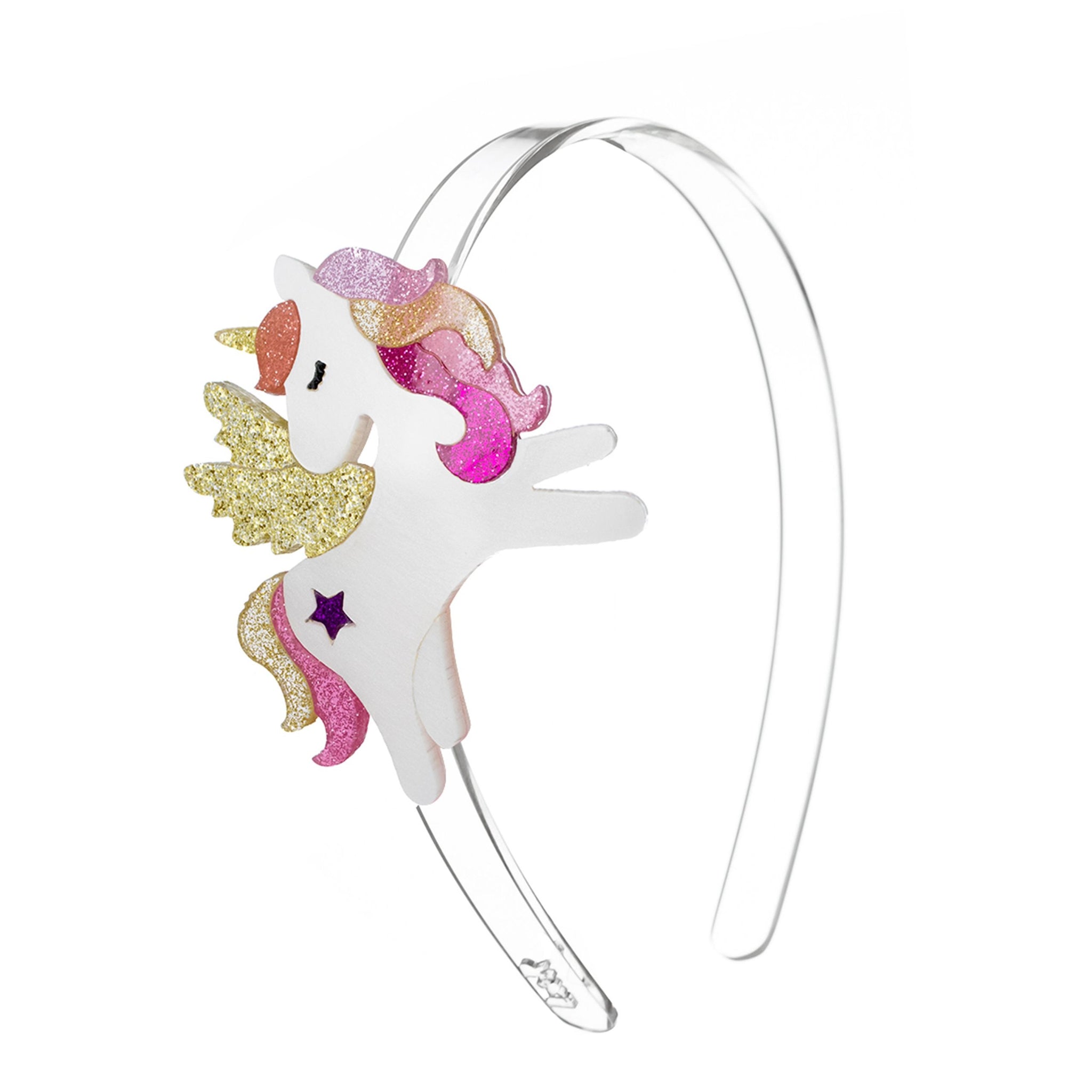 Unicorn Winged Coral Glitter Headband - HoneyBug 
