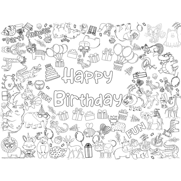 Party Animal Coloring Page by Creative Crayons Workshop - HoneyBug 