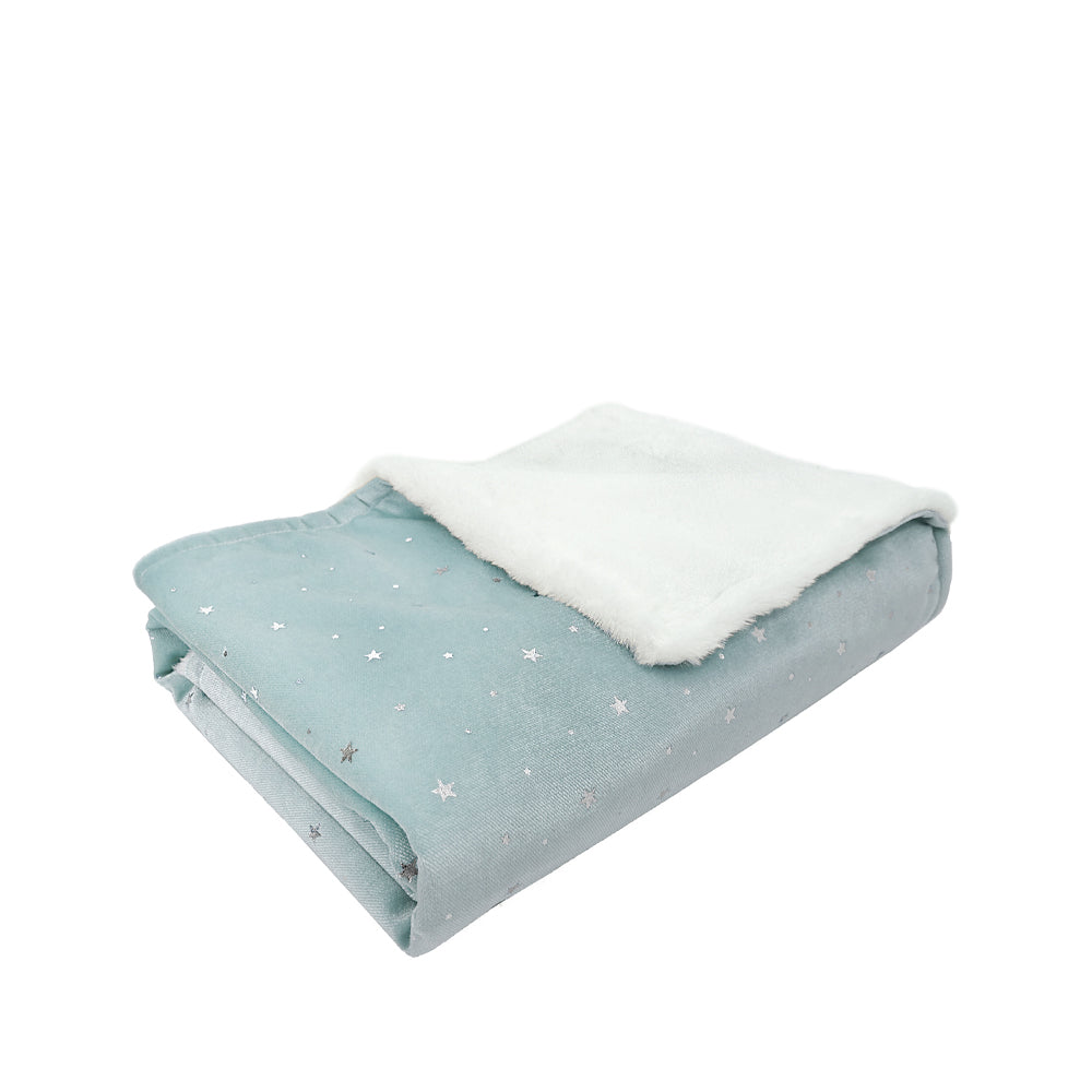Celestial Velvet And Faux Fur Baby Blanket - Ice Blue - HoneyBug 
