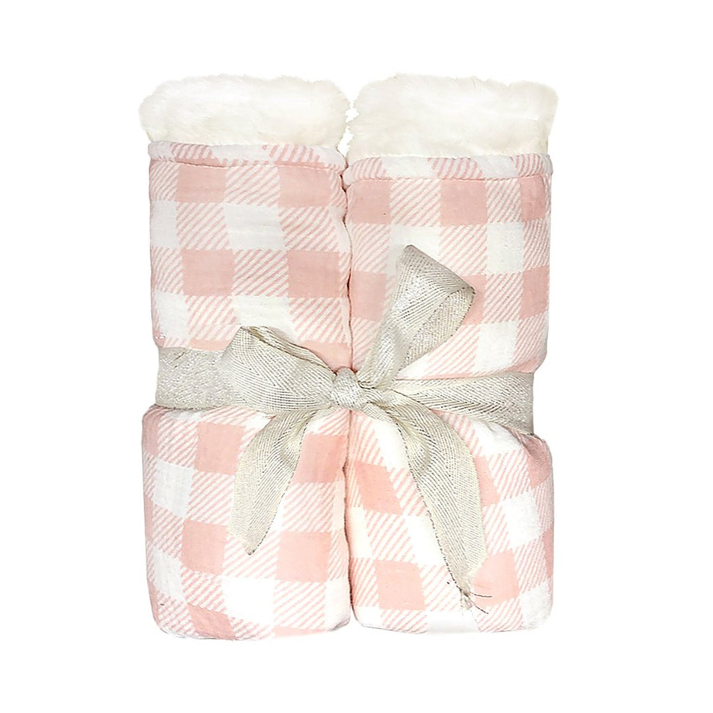 Plush Pink Gingham Blanket - HoneyBug 
