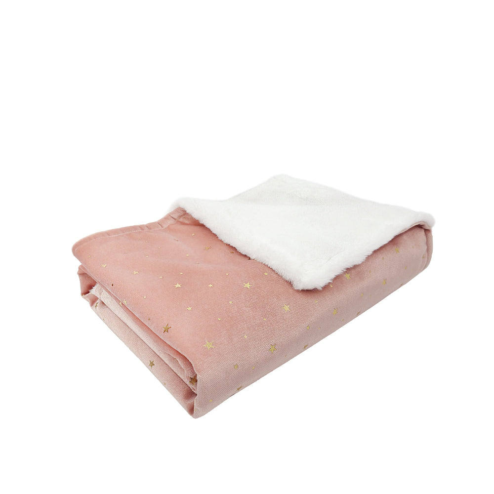 Celestial Velvet And Faux Fur Baby Blanket - Pale Rose Pink - HoneyBug 