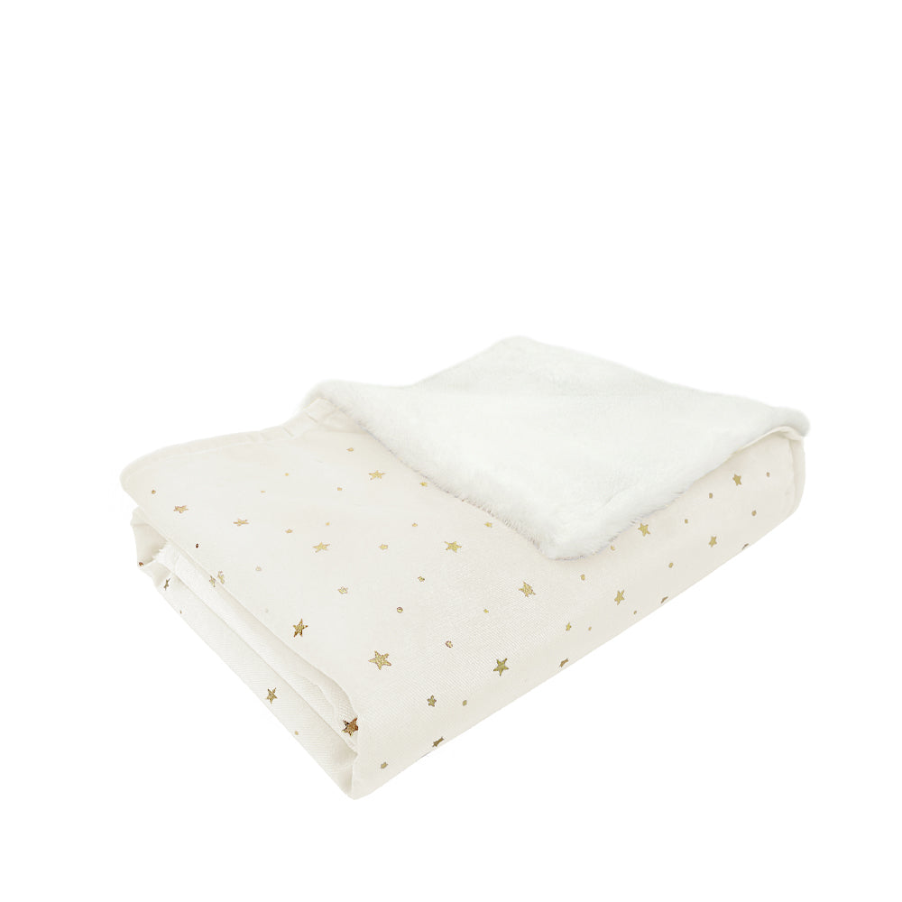 Celestial Velvet And Faux Fur Baby Blanket - White - HoneyBug 