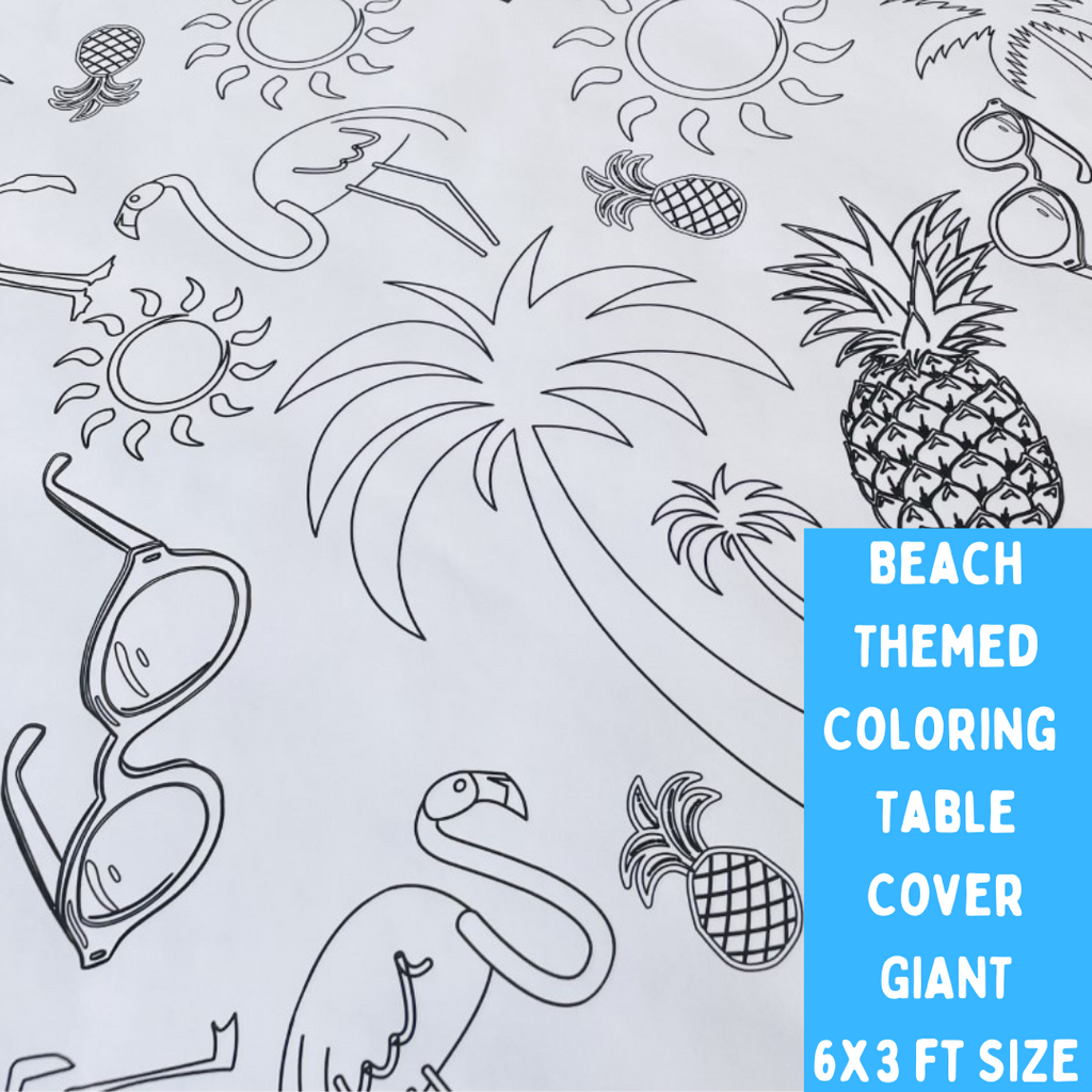 Beach Themed Coloring Table Cover by Creative Crayons Workshop - HoneyBug 